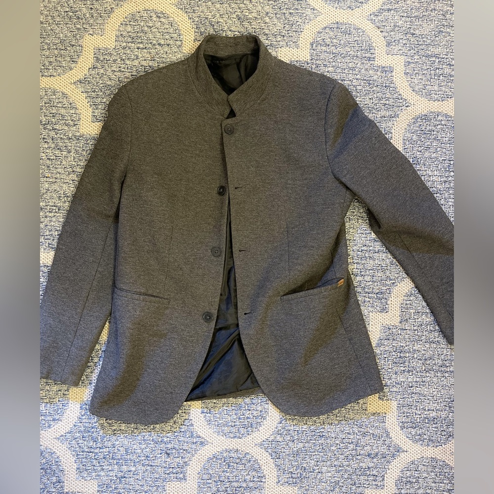 Zara- Grey Mandarin Collar Casual Jacket